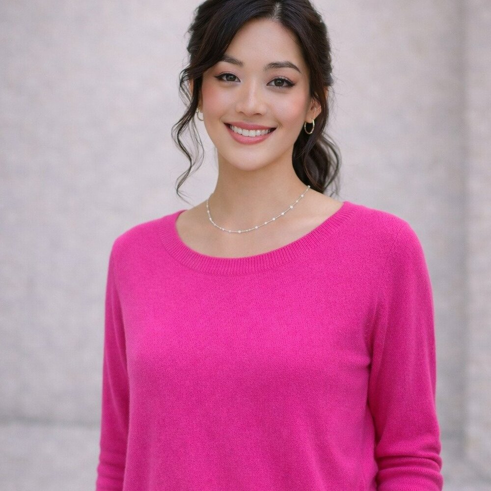 APT. 9 100% Cashmere Sweater Womens XL Hot Pink Soft Lightweight